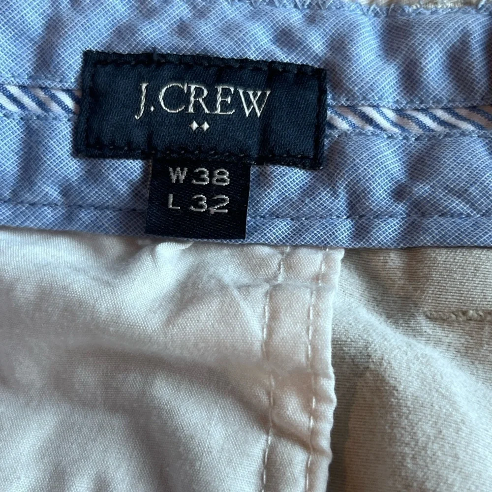 J Crew Pants Mens 38x32 Bedford Chino Beige Cotton Flat Front Pockets Straight